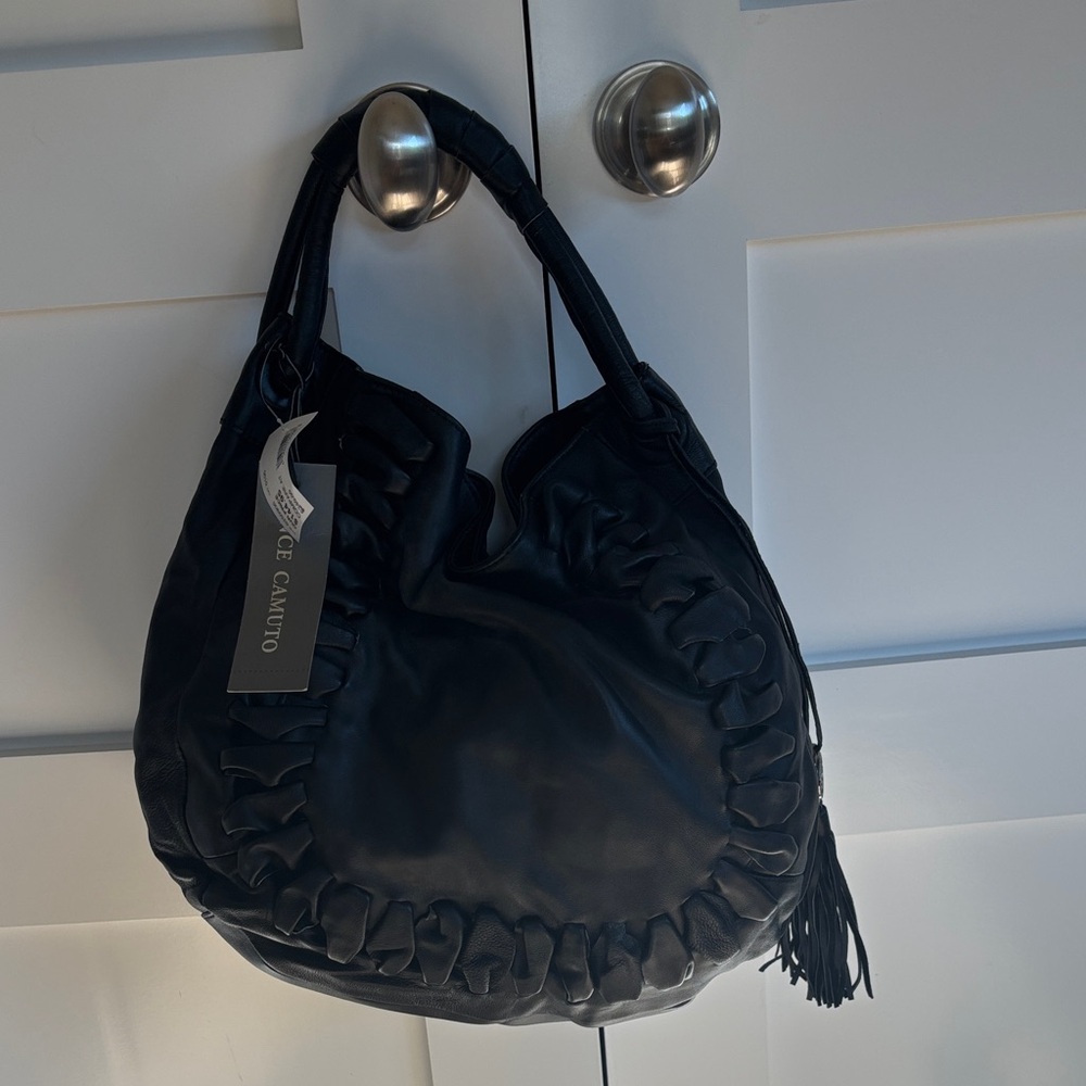 Vince Camuto Black Hobo Bag with Tassel
